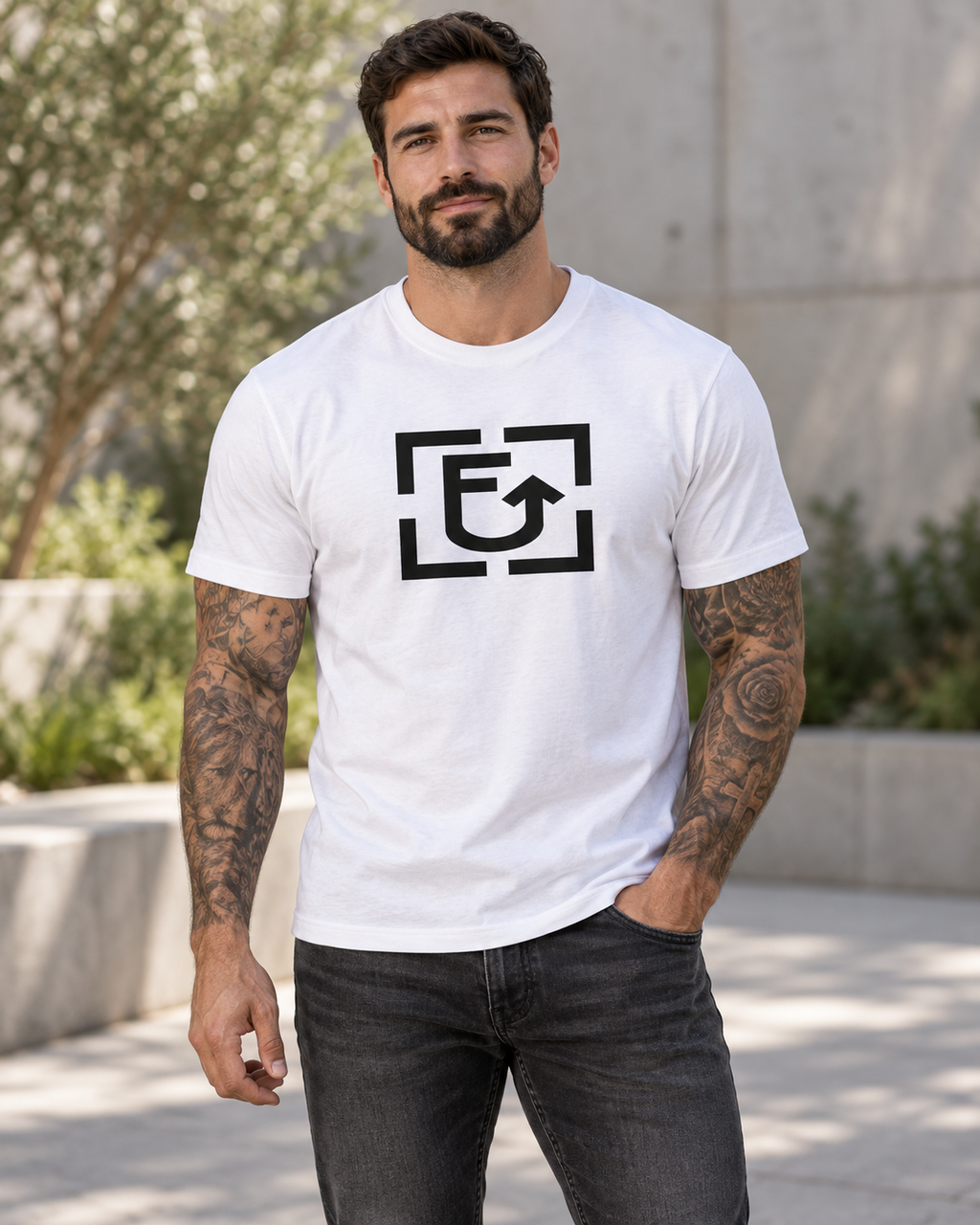 FUUP Core Logo Tee — White & Sport Grey