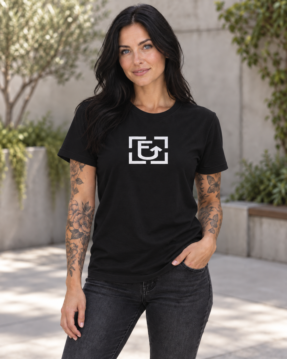 FUUP Blackout Womens Relaxed Tee on a model