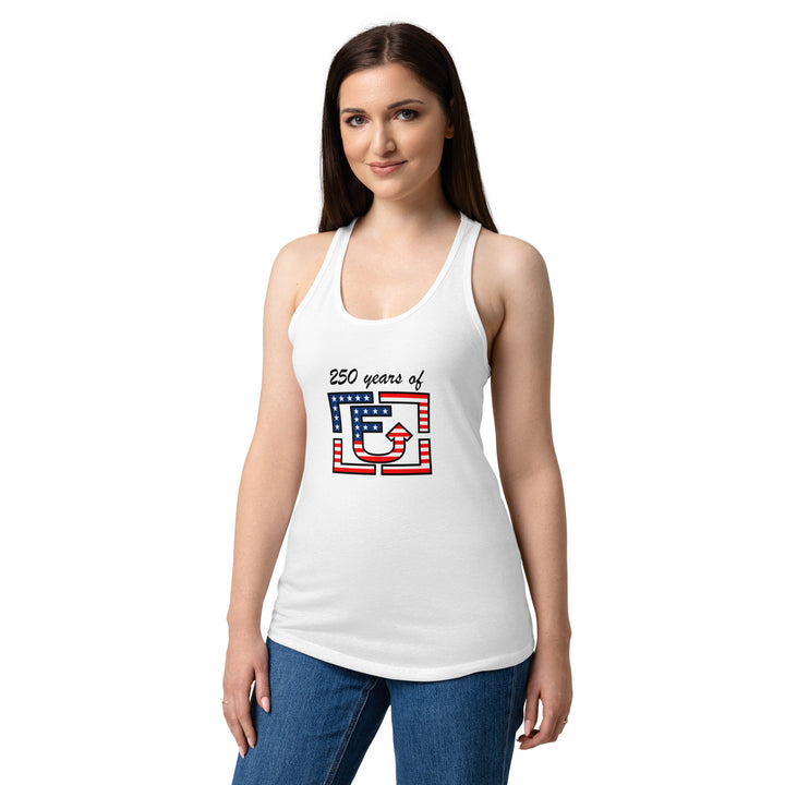 AmeriFUUP Women’s White Racerback Tank — 250 Years Of